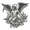 Angel killing devils tattoo design idea