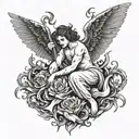 Angel killing devils tattoo design idea