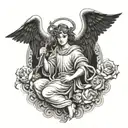 Angel killing devils tattoo design idea