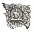 meditation centered equanimity tattoo design idea