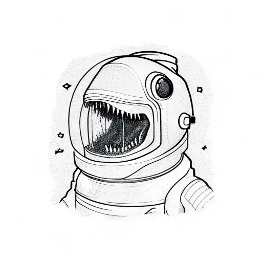 Cartoon Tyrannosaurus in astronaut suit tattoo design idea