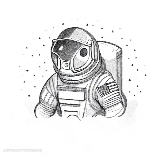Cartoon Tyrannosaurus in astronaut suit tattoo design idea