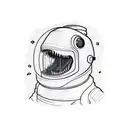 Cartoon Tyrannosaurus in astronaut suit tattoo design idea