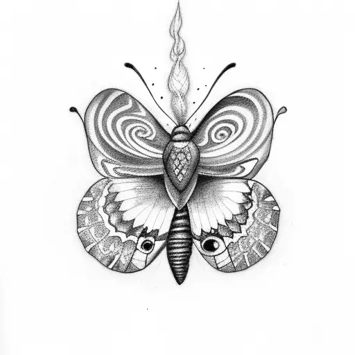 Butterfly, eye and smoke tattoo design idea