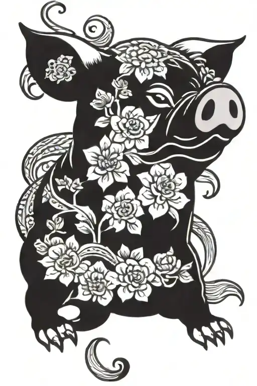 Japanese pig tattoo design idea
