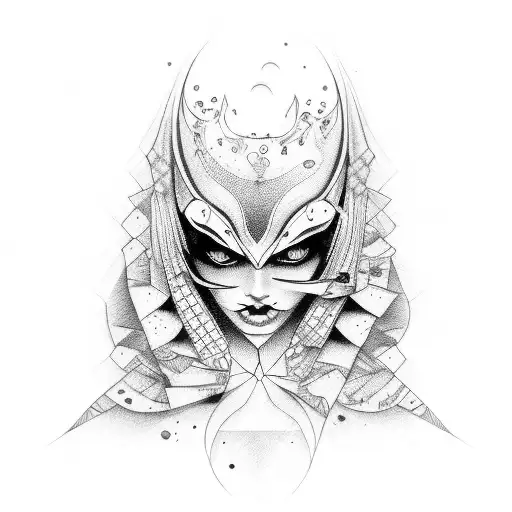 harlequin sad tattoo design idea