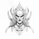 harlequin sad tattoo design idea