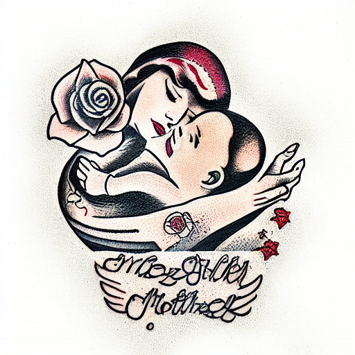 mother and child  tattoo design idea