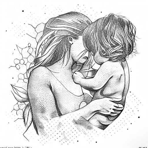mother and child  tattoo design idea