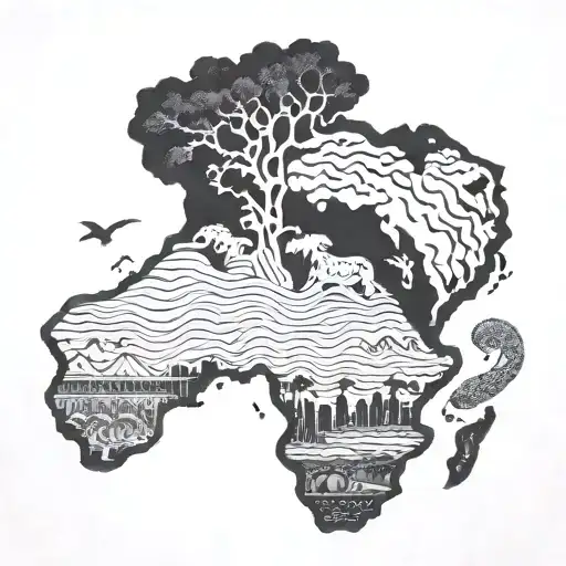 african continent shape tattoo design idea