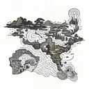 African Continent map outline intertwined with the map of the U.S.A tattoo design idea