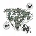 African Continent map outline intertwined with the map of the U.S.A tattoo design idea