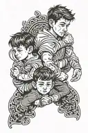 two sons and dad tattoo design idea