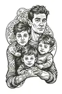 two sons and dad tattoo design idea