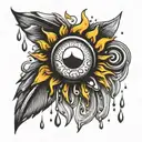 sun and rain drops tattoo design idea