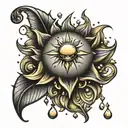 sun and rain drops tattoo design idea