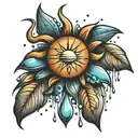 sun and rain drops tattoo design idea
