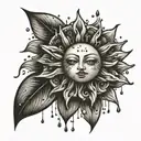 sun and rain drops tattoo design idea