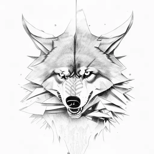 lobo en el bosque  tattoo design idea
