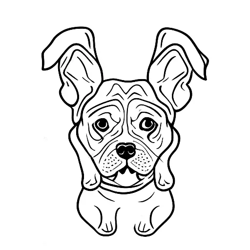 labrador crossed with Boston terrier puppy tattoo design idea