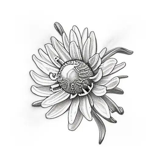 aster and Narcissus  flowers  tattoo design idea