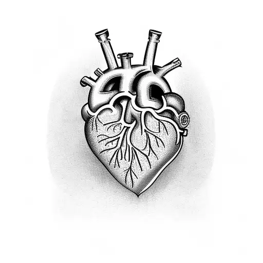Intricate anatomical heart with the Polígono de Willis as the centerpiece tattoo design idea