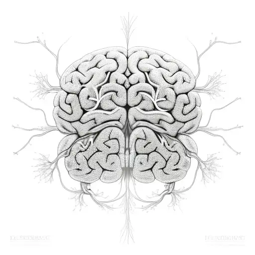 Abstract representation of brain neurons in blackwork tattoo design idea
