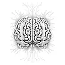 Abstract representation of brain neurons in blackwork tattoo design idea