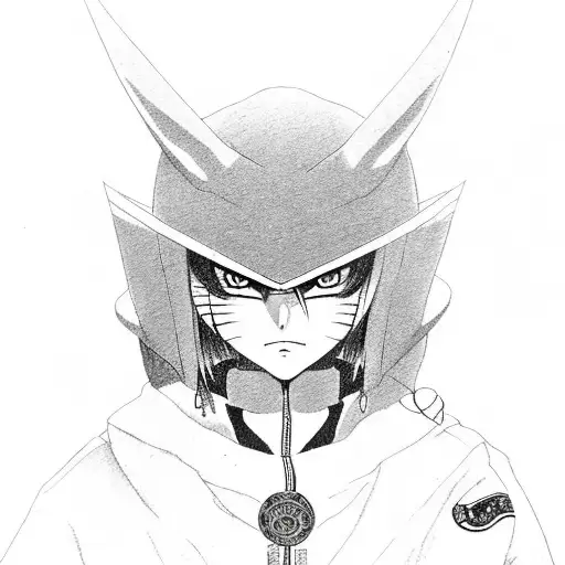 Nagato from Naruto in a full-length down jacket tattoo design idea