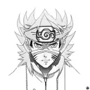 A character from the animated series Naruto Nagato in a moncler brand down jacket tattoo design idea