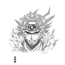 A character from the animated series Naruto Nagato in a moncler brand down jacket tattoo design idea