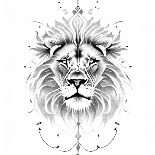 A lion with a skull for a face tattoo design idea