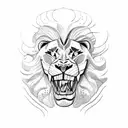 A lion with a skull for a face tattoo design idea