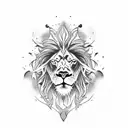 A lion with a skull for a face tattoo design idea