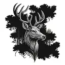 deer head with trees tattoo design idea