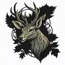 deer head with trees tattoo design idea