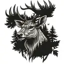 deer head with trees tattoo design idea
