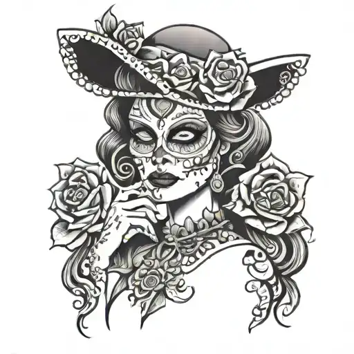 catrina put off a catrina mask tattoo design idea