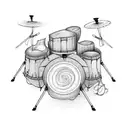 A wind-themed drum set with intricate details tattoo design idea