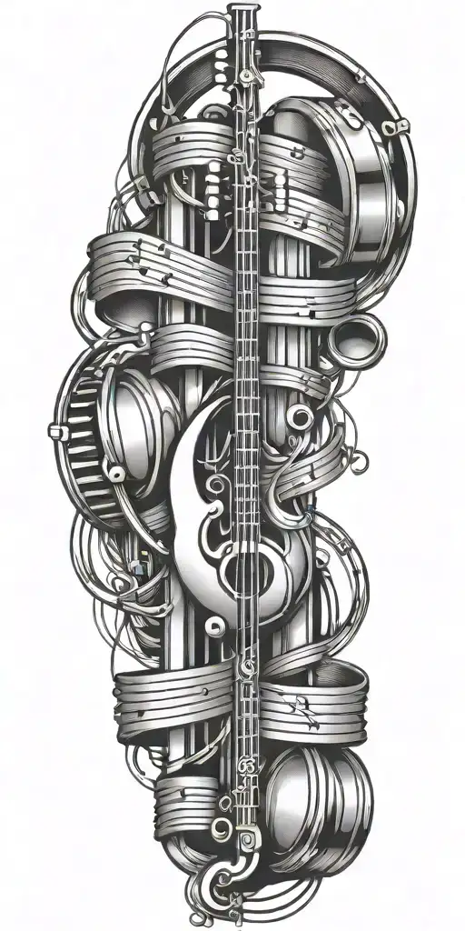 music bars intertwined tattoo design idea