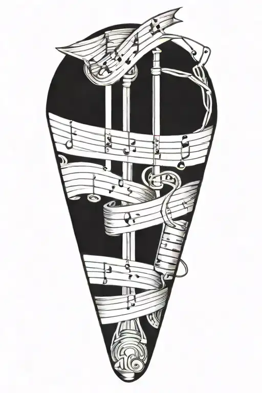 music bars intertwined tattoo design idea