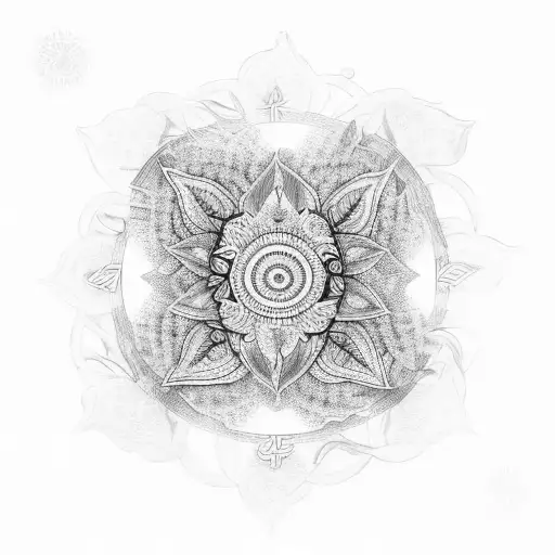 Ayahuasca vine and leaves forming a mandala design tattoo design idea