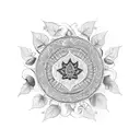 Ayahuasca vine and leaves forming a mandala design tattoo design idea
