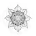Ayahuasca vine and leaves forming a mandala design tattoo design idea