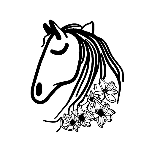 september horse mom flower grief  tattoo design idea