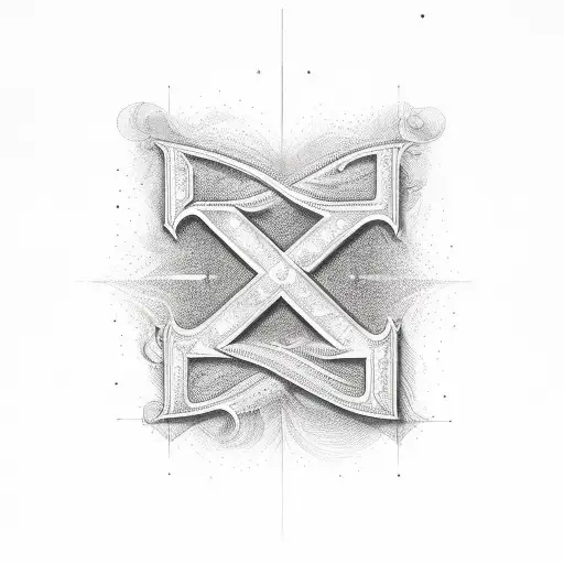 An ornate combination of three letters: I, V, L. Beautiful decorative font. All letters on one axis. tattoo design idea