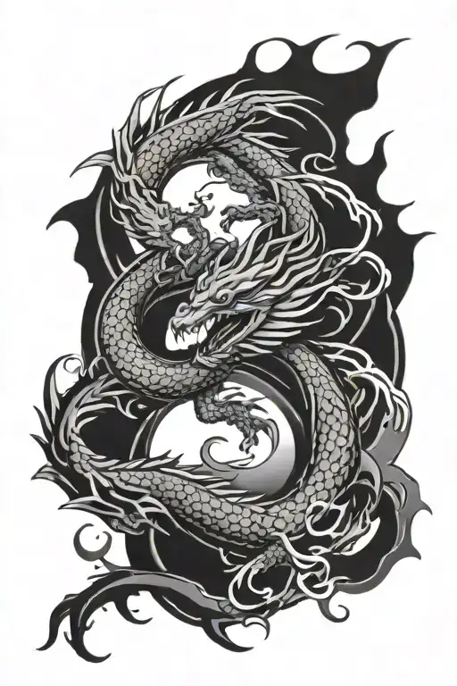 yin-yang dragon tattoo design idea