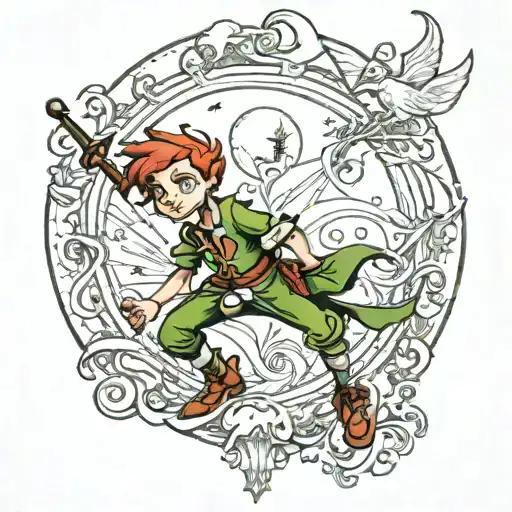 tim burton version of peter pan/neverland tattoo design idea