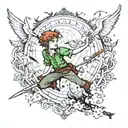 tim burton version of peter pan/neverland tattoo design idea