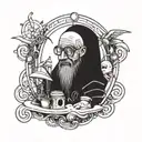 A humorous tattoo of a coincidence between a software engineer and a mystical being tattoo design idea